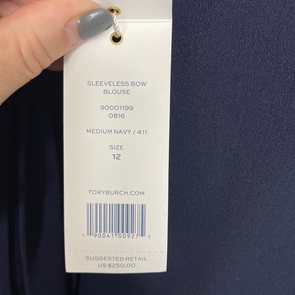 🆕TORY BURCH SLEEVELESS BOW BLOUSE SIZE 12 - Picture 13 of 14